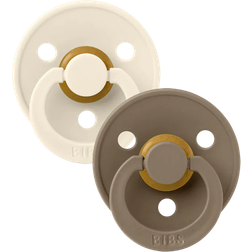 Bibs Colour Pacifier Latex Round Size 2 2-pack Dark Oak/Ivory