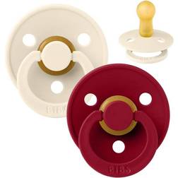 Bibs Colour Pacifier Latex Round Size 2 2-pack Ivory/Ruby