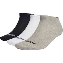 adidas Unisex Vuxen Thin Linear Pairs Osynliga strumpor, Grey Heather/White/Black