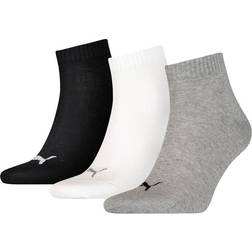 Puma Plain Quarter Unisex Socks 3-pack - Black/Grey