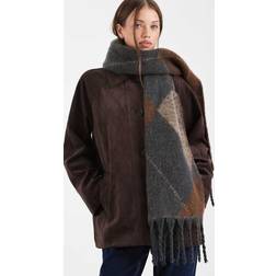 Vero Moda Soft Boucle Scarf - Cream Fossil Charcoal Check - White