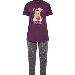 Yours Curve Wide Leg Pyjama Set - Purple