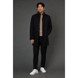 Burton Signature Funnel Neck Wool Blend Coat With Insert - Black