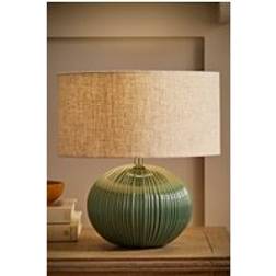 ValueLights Rebecca Green Ribbed Ceramic Dark Green Table Lamp