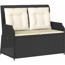 vidaXL with Cushion Black Poly Rattan Garden Bench