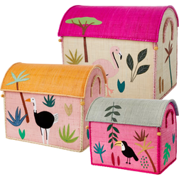 Rice Raffia Opbevaringshuse Jungle Animals 3 stk