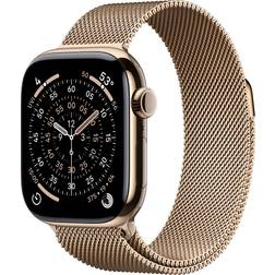Apple Watch Series 11, Titanium, 42mm, GPS + Cellular, Milanese Loop Gold