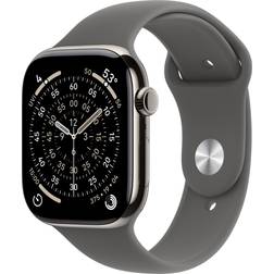 Apple Watch Series 11, Natural Titanium, 46mm, GPS + Cellular, Sport Band Stone Grey