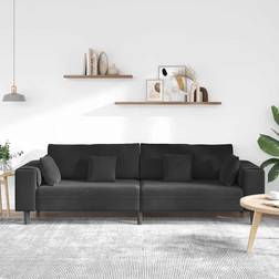 vidaXL Sammetsoffa Med Kudde Svart 208 cm Soffa
