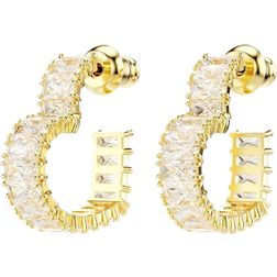 Swarovski Matrix Heart Small Hoop Earrings - Gold/Transparent