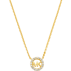 Michael Kors Fulton Pavé Logo Charm Necklace - Gold/Transparent