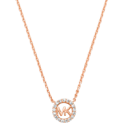 Michael Kors Fulton Pavé Logo Charm Necklace - Rose Gold/Transparent