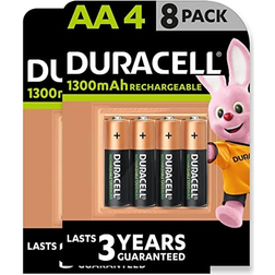 Duracell Rechargeable AA 1300mAh Batteries Compatible 8-pack Black/Gold