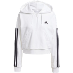 adidas Women Essentials 3 Stripes French Terry Quarter Zip Hoodie - White/Black