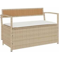 vidaXL Opbevaringsbænk Til Haven Med Hynde Polyrattan Beige Sofa
