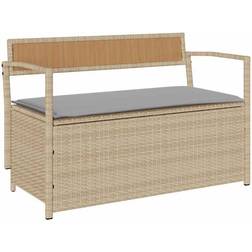vidaXL Opbevaringsbænk Til Haven Med Hynde Polyrattan Beige Sofa