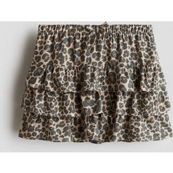 H&M Girls Leopard Print Tiered Skirt - Beige/Leopard