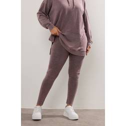Yours Acid Wash Leggings Curve Burgundy - Red