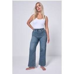 Yours Wide Leg Wash Jeggings - Blue