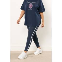 Yours Side Stripe Active Curve Leggings - Navy Blue