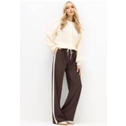 LTS Side Stripe Wide Leg Trousers - Brown