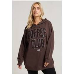 Yours Coffee Club Slogan Hoodie - Chocolate Brown