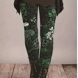 Shein Floral Print Leggings Sexy Skinny Fit Knit Fabric - Geometric
