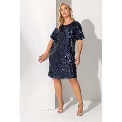 Yours Sequin T-Shirt Dress Mid Navy - Navy Blue