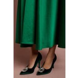 Coast Wide Fit Livvy Velvet Brooch Detail High Heel Shoes - Emerald