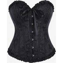 Shein Classic Overbust Corset Bustier Strapless Sweet Fitted Boned Bodysuit - Black