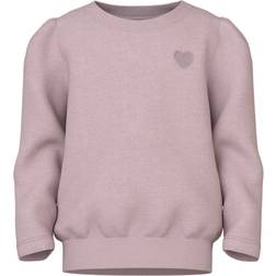 Name It Regular Fit Vima Burnished Lilac Heart Embroidery Sweatshirt - Rosa