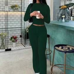 Shein Belly-Baring Long-Sleeved Slim-Fitting Lace-Up Pants