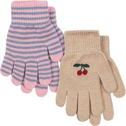 Konges Sløjd Filla Vanter 2-Pak - Cherry Stripe