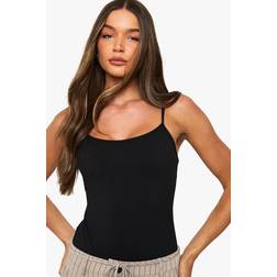 boohoo Peached Sculpt Strappy Sleeveless Bodysuit - Black