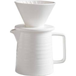 GOPatriot Memory Pour Over Coffee Set Ceramic V60 Dripper and Decanter White