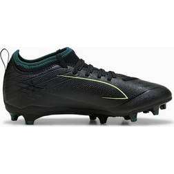 Puma Ultra 6 Match FG AG Football Boots Youth - Black/Fizzy Light/Green Terrain