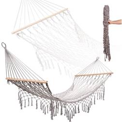 Northio Puutarha Riippumatto Boho Mesh Tupsu 200 cm Harmaa