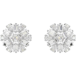 Swarovski Idyllia stiftörhängen, blandade snitt, snöflinga, vit, rodiumpläterad, En storlek, Rodiumpläterad, kubisk zirkonia, Kristall