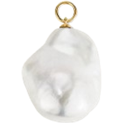 Mejuri Oversized Baroque Hoop Charm - Gold/Pearl