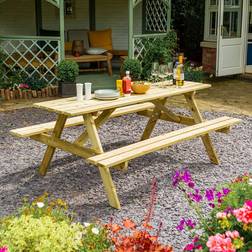 Rowlinson Traditional 8 Seater Picnic Table 1.8m Brown