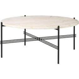 GUBI TS Natural White Travertine/Black Coffee Table 80cm