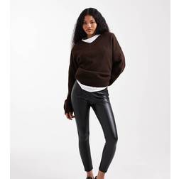 New Look Petite Faux Leather Leggings - Black