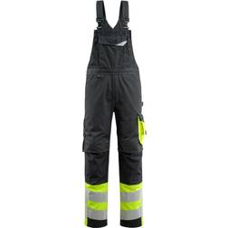 Mascot 15669-860-01014 Bib & Brace with Kneepad Pockets - Black/Hi-Vis Yellow