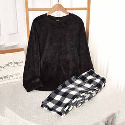 Shein Casual Plaid Pattern Long Sleeve Top Pants Set