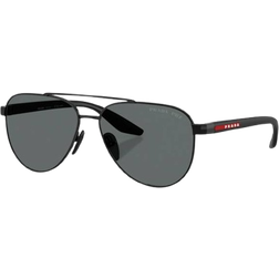 Prada Linea Rossa Solglasögon Metall Pilot Polarized - Svart Grå