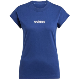 adidas Women Essentials Linear Cotton T-shirt - Dark Blue/White
