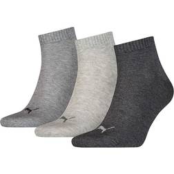 Puma Plain Quarter Unisex Socks 3-pack - Anthracite/L Mel Grey/M Mel Grey