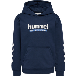 Hummel HmlJr Logo Hoodie Junior Sportsweatshirt - Navy/Royalblå/Hvid
