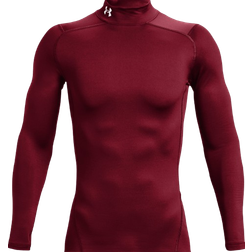 Under Armour ColdGear Men's Compression Mock Long Sleeve Top - Cardinal/White