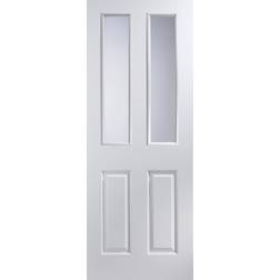B&Q 4 Panel Glazed White Internal H 1981mm W 610mm 35mm Interior Door (x)